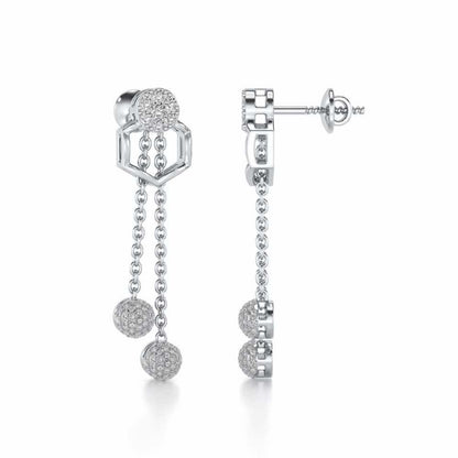 Tri Dot Silver Earrings - White Gold - Image 4