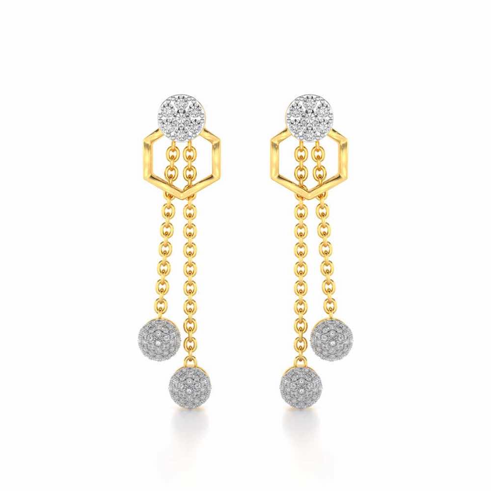 Tri Dot Silver Earrings - Yellow Gold - Image 1
