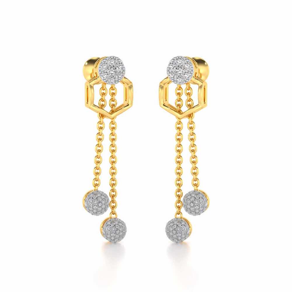 Tri Dot Silver Earrings - Yellow Gold - Image 2
