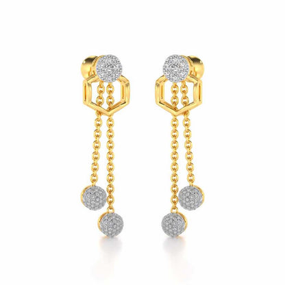 Tri Dot Silver Earrings - Yellow Gold - Image 2