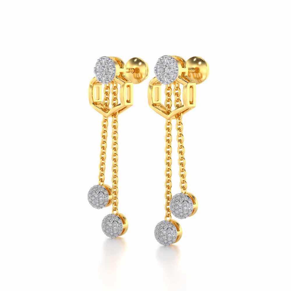 Tri Dot Silver Earrings - Yellow Gold - Image 3