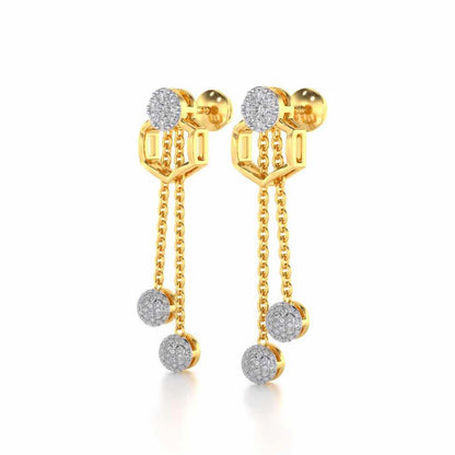 Tri Dot Silver Earrings - Yellow Gold - Image 3