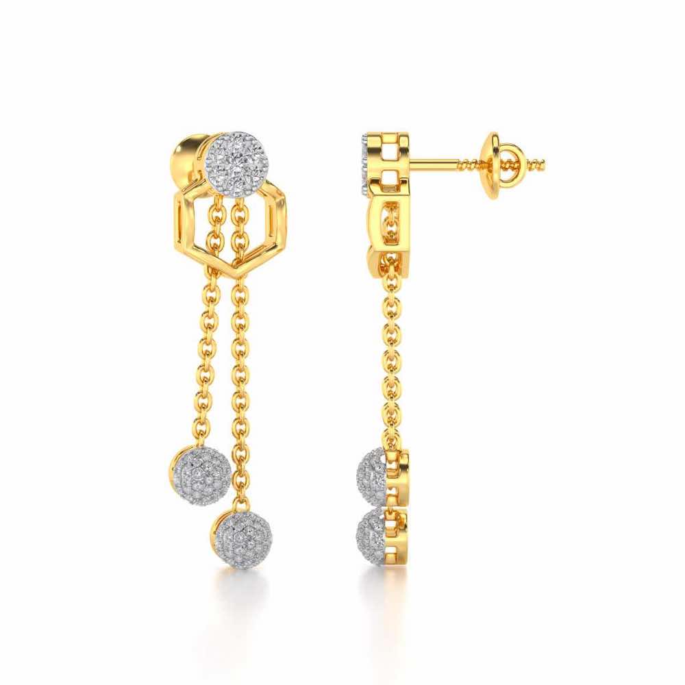 Tri Dot Silver Earrings - Yellow Gold - Image 4