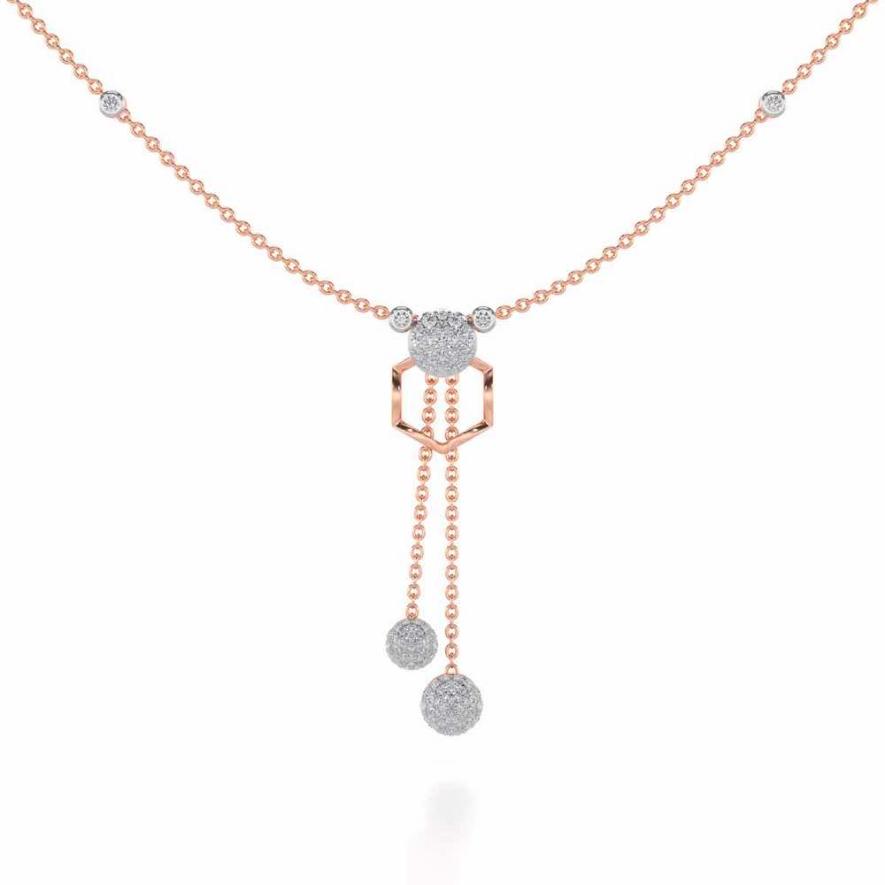 Tri Dot Silver Necklace - Rose Gold - Image 1
