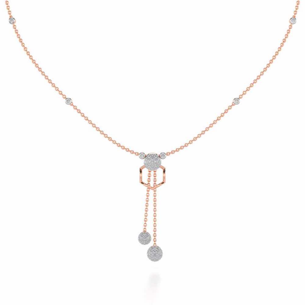 Tri Dot Silver Necklace - Rose Gold - Image 2