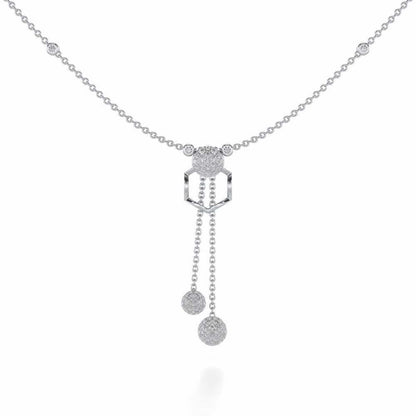 Tri Dot Silver Necklace - White Gold - Image 1