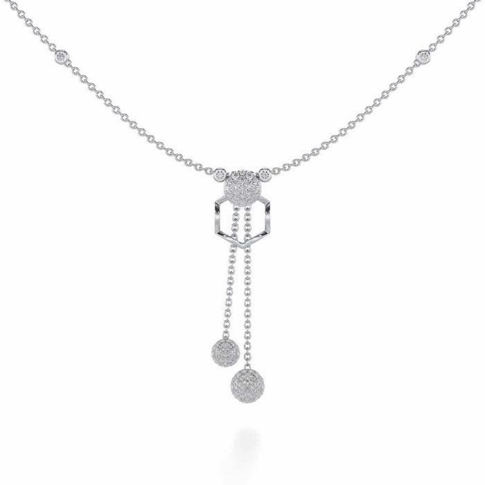 Tri Dot Silver Necklace - White Gold - Image 1