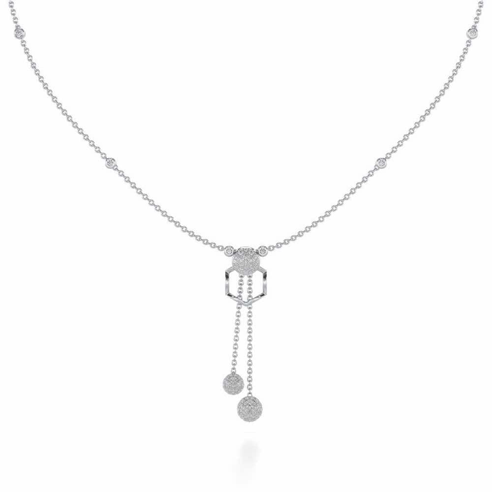 Tri Dot Silver Necklace - White Gold - Image 2