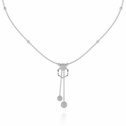Tri Dot Silver Necklace - White Gold - Image 2
