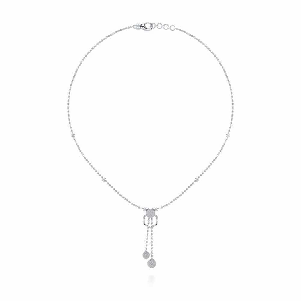 Tri Dot Silver Necklace - White Gold - Image 3