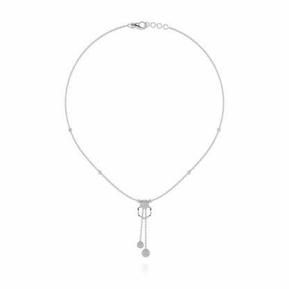 Tri Dot Silver Necklace - White Gold - Image 3