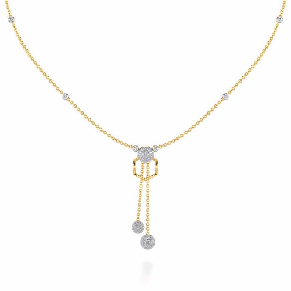Tri Dot Silver Necklace - Yellow Gold - Image 2