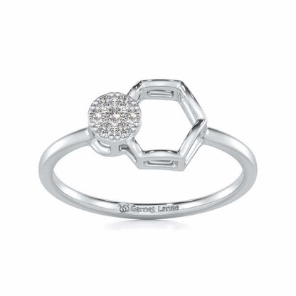 Tri Dot Silver Ring - White Gold - Image 2
