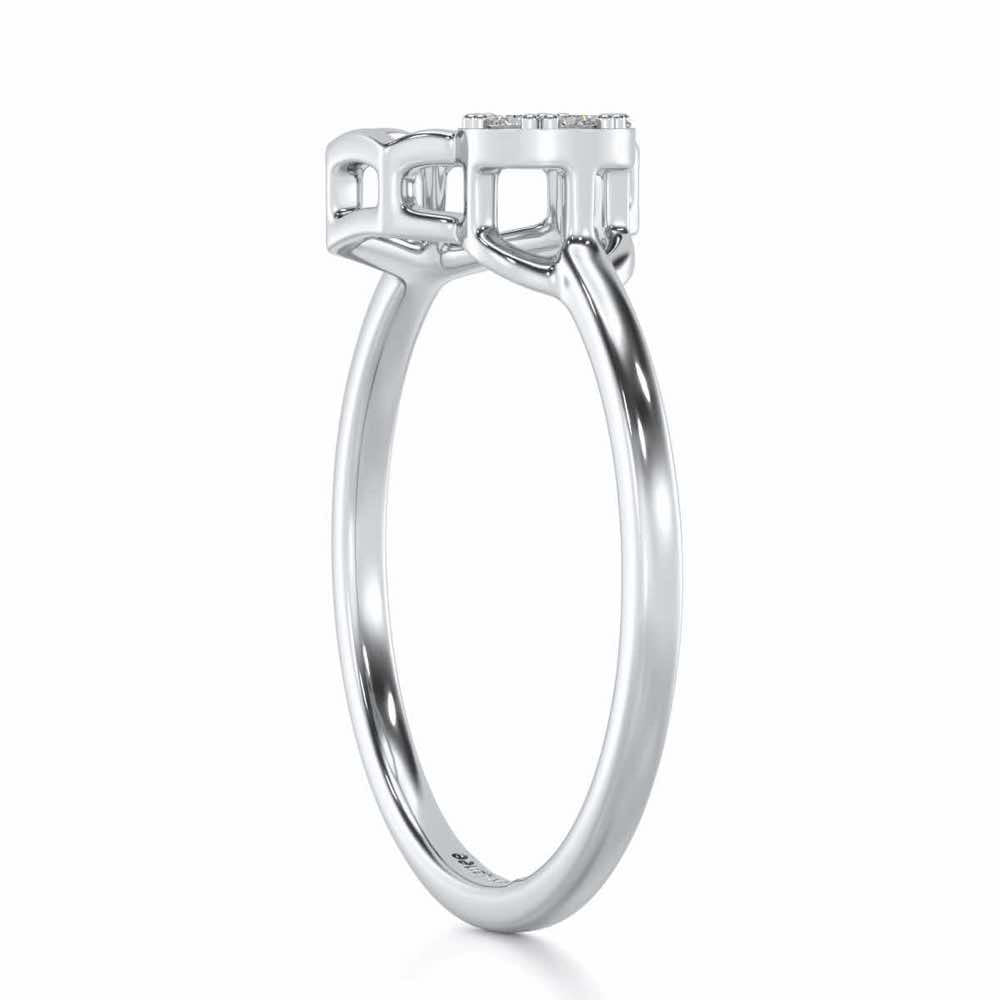 Tri Dot Silver Ring - White Gold - Image 4