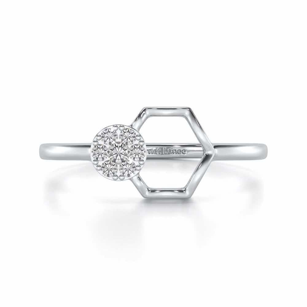 Tri Dot Silver Ring - White Gold - Image 5