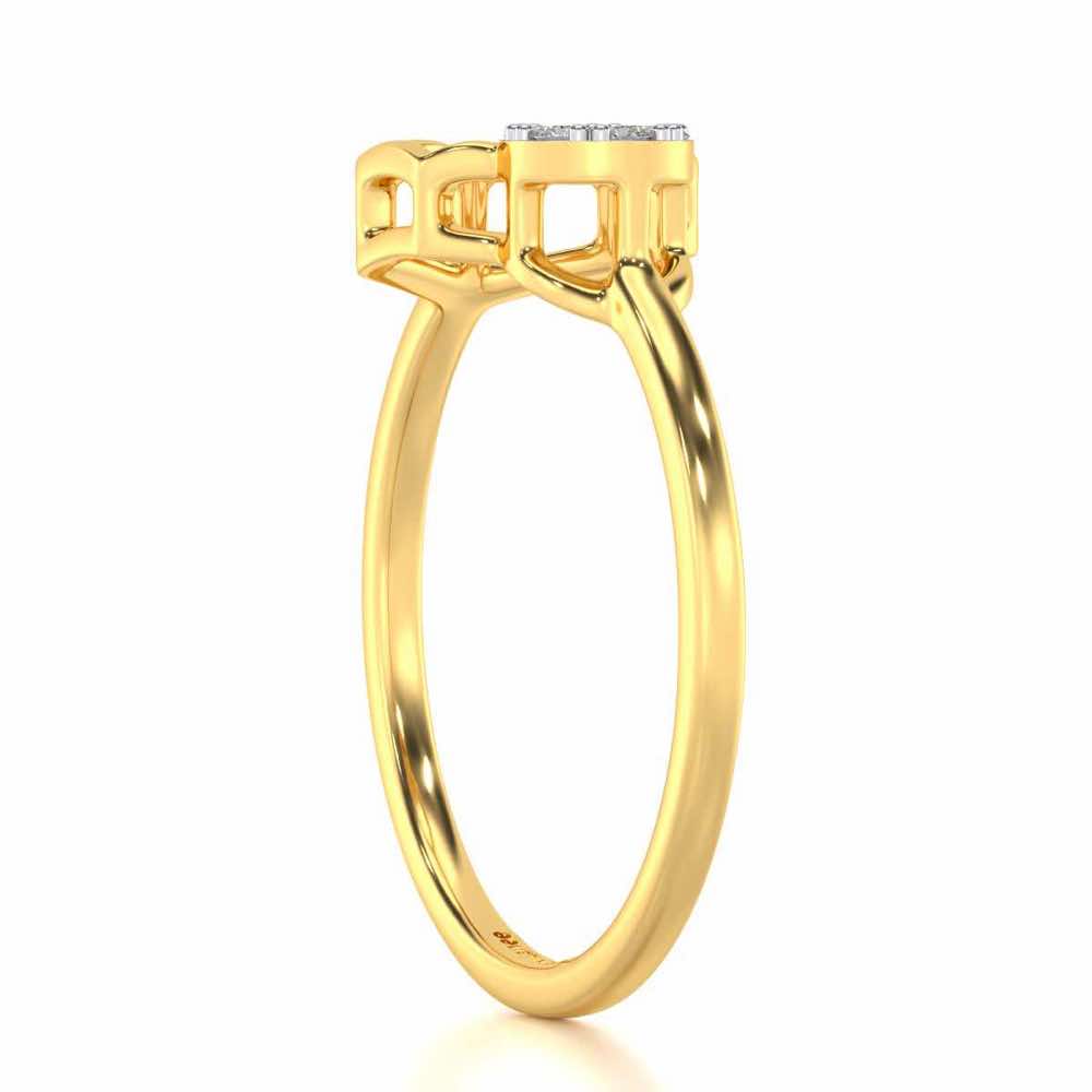 Tri Dot Silver Ring - Yellow Gold - Image 4