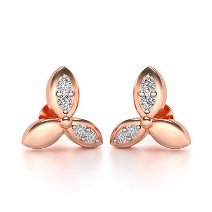 Tri Flora Silver Earrings - Rose Gold - Image 1
