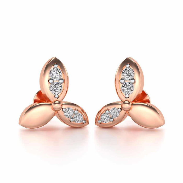 Tri Flora Silver Earrings - Rose Gold - Image 1