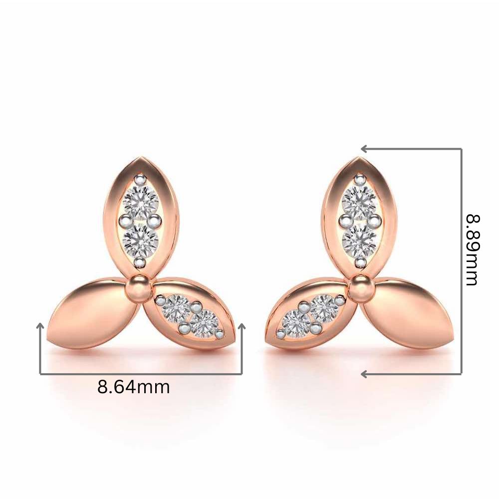 Tri Flora Silver Earrings - Rose Gold - Image 2