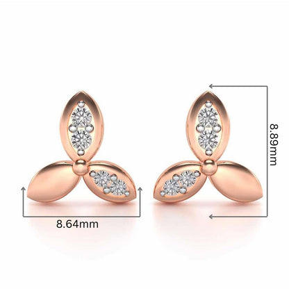Tri Flora Silver Earrings - Rose Gold - Image 2