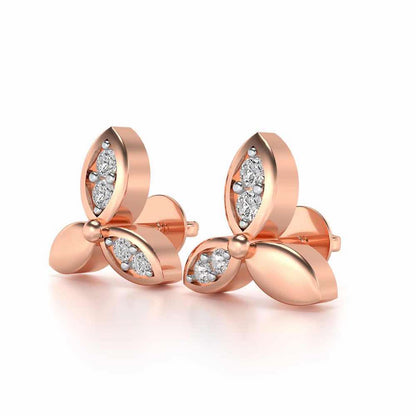Tri Flora Silver Earrings - Rose Gold - Image 3