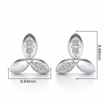 Tri Flora Silver Earrings - White Gold - Image 2