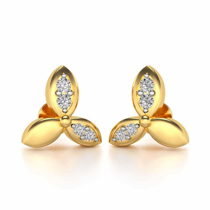 Tri Flora Silver Earrings - Yellow Gold - Image 1