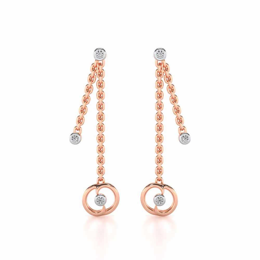 Tri Hanging Drop Silver Earrings - Rose Gold - Image 1