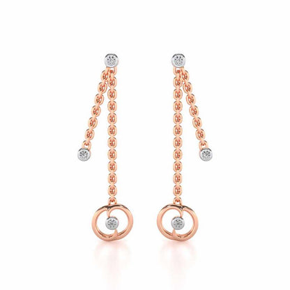 Tri Hanging Drop Silver Earrings - Rose Gold - Image 1