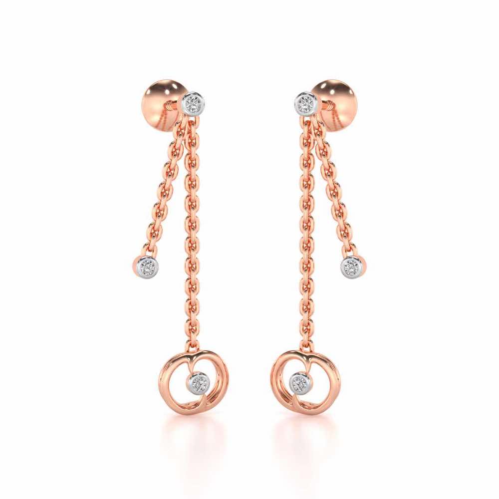 Tri Hanging Drop Silver Earrings - Rose Gold - Image 2