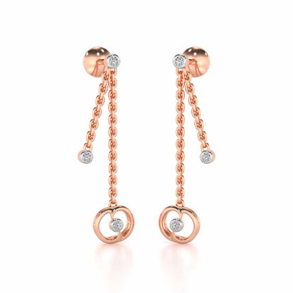 Tri Hanging Drop Silver Earrings - Rose Gold - Image 2