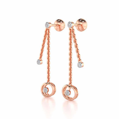 Tri Hanging Drop Silver Earrings - Rose Gold - Image 3