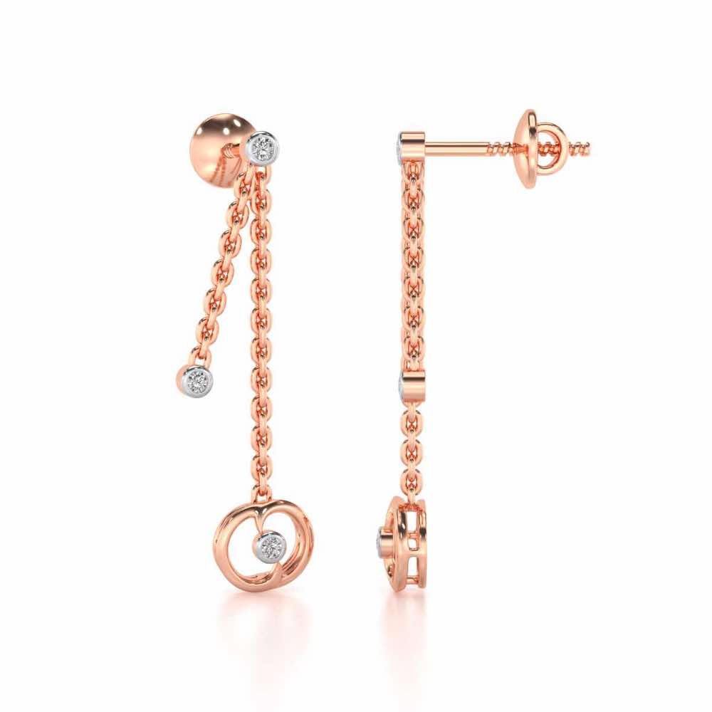 Tri Hanging Drop Silver Earrings - Rose Gold - Image 4