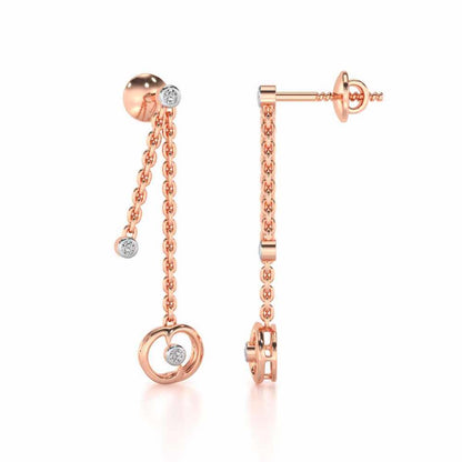 Tri Hanging Drop Silver Earrings - Rose Gold - Image 4