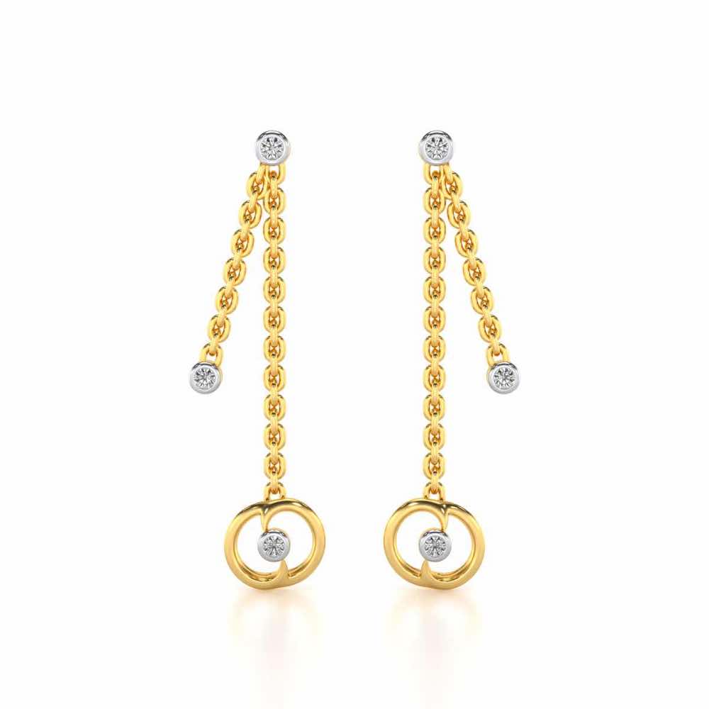 Tri Hanging Drop Silver Earrings - Yellow Gold - Image 1