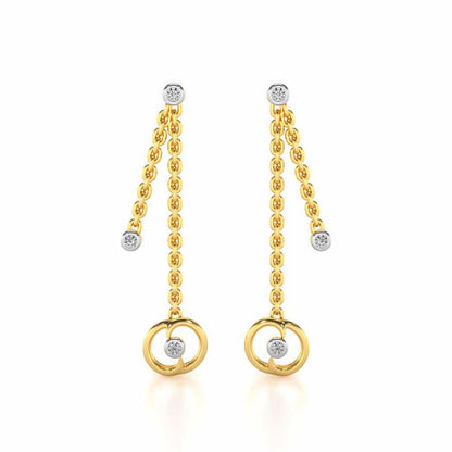 Tri Hanging Drop Silver Earrings - Yellow Gold - Image 1