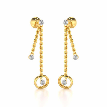 Tri Hanging Drop Silver Earrings - Yellow Gold - Image 2