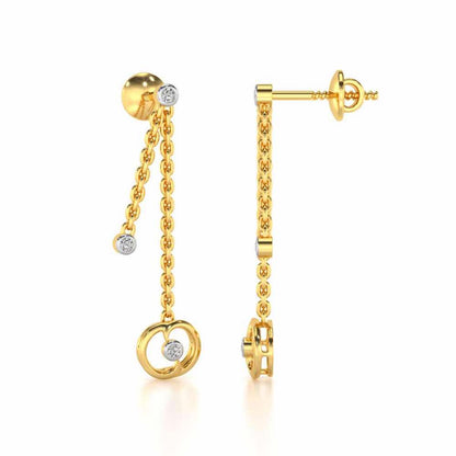 Tri Hanging Drop Silver Earrings - Yellow Gold - Image 4