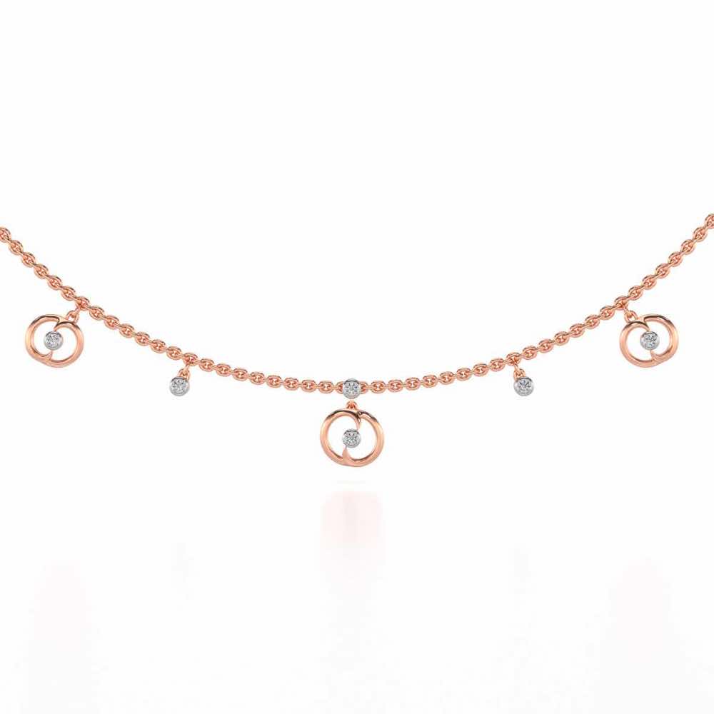 Tri Hanging Drop Silver Necklace - Rose Gold - Image 1