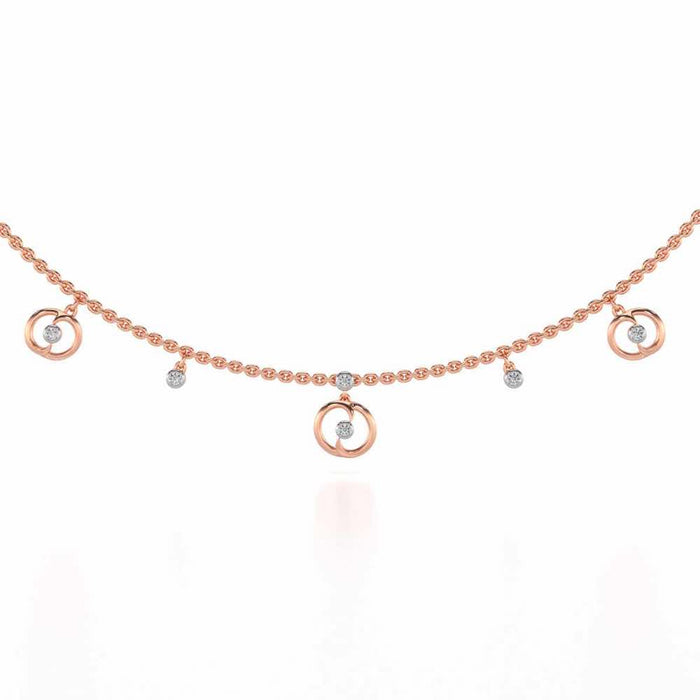 Tri Hanging Drop Silver Necklace - Rose Gold - Image 1
