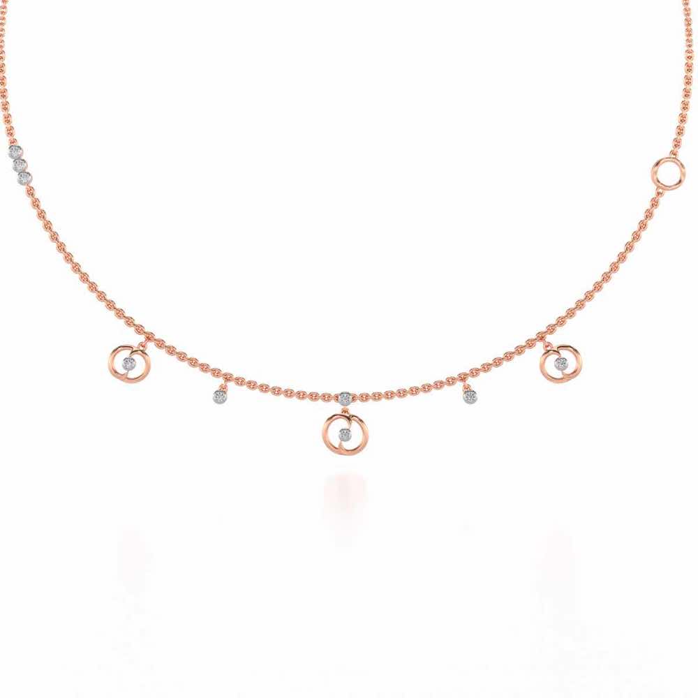 Tri Hanging Drop Silver Necklace - Rose Gold - Image 2