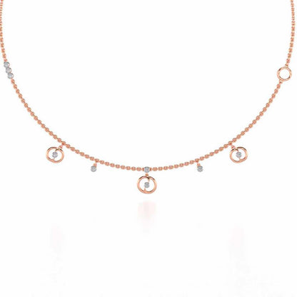 Tri Hanging Drop Silver Necklace - Rose Gold - Image 2
