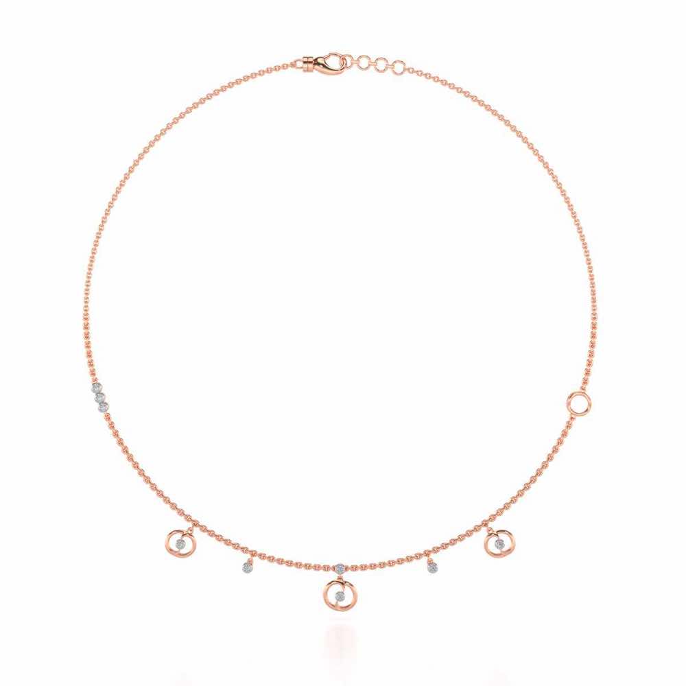 Tri Hanging Drop Silver Necklace - Rose Gold - Image 3