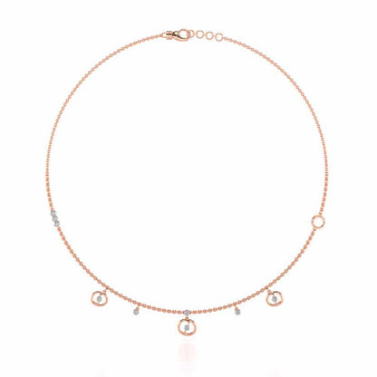 Tri Hanging Drop Silver Necklace - Rose Gold - Image 3