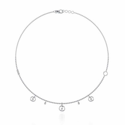 Tri Hanging Drop Silver Necklace - White Gold - Image 3