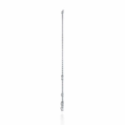 Tri Hanging Drop Silver Necklace - White Gold - Image 4