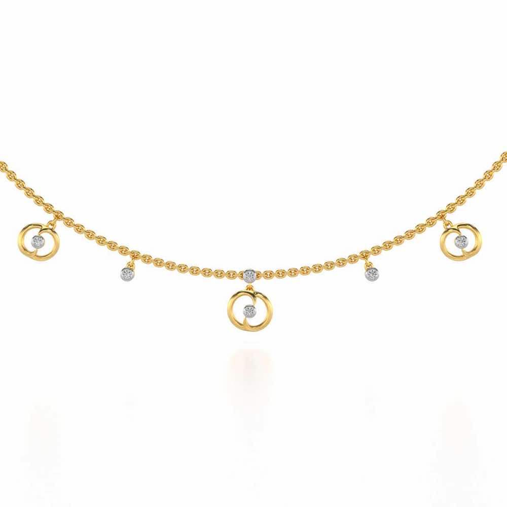 Tri Hanging Drop Silver Necklace - Yellow Gold - Image 1