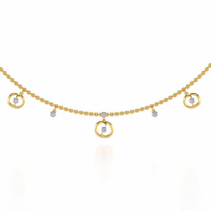 Tri Hanging Drop Silver Necklace - Yellow Gold - Image 1