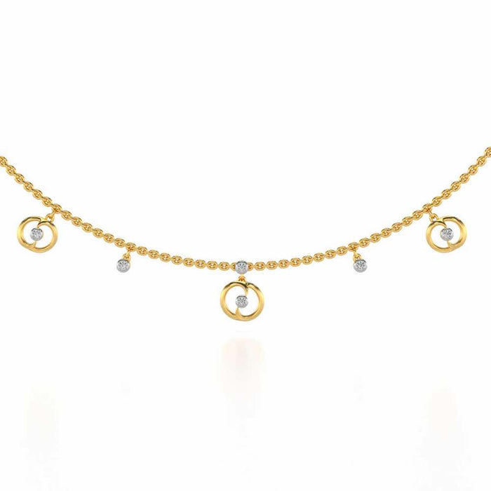 Tri Hanging Drop Silver Necklace - Yellow Gold - Image 1