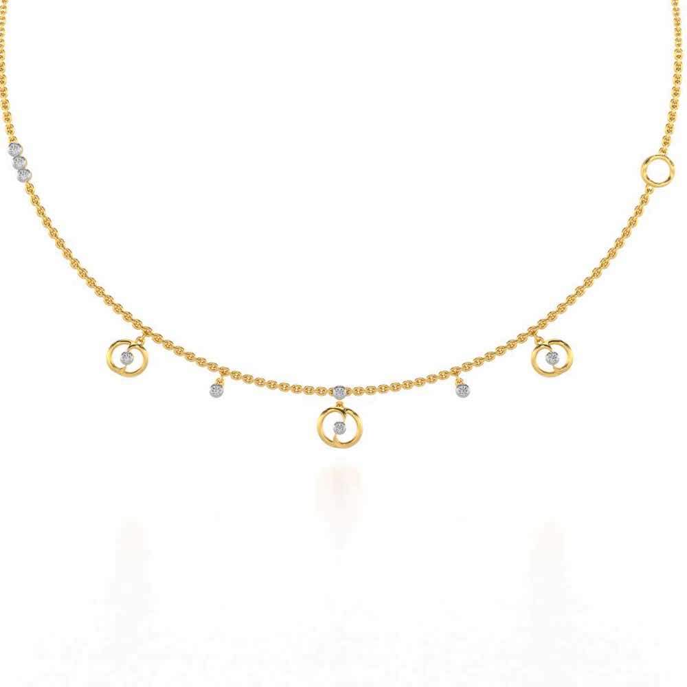 Tri Hanging Drop Silver Necklace - Yellow Gold - Image 2
